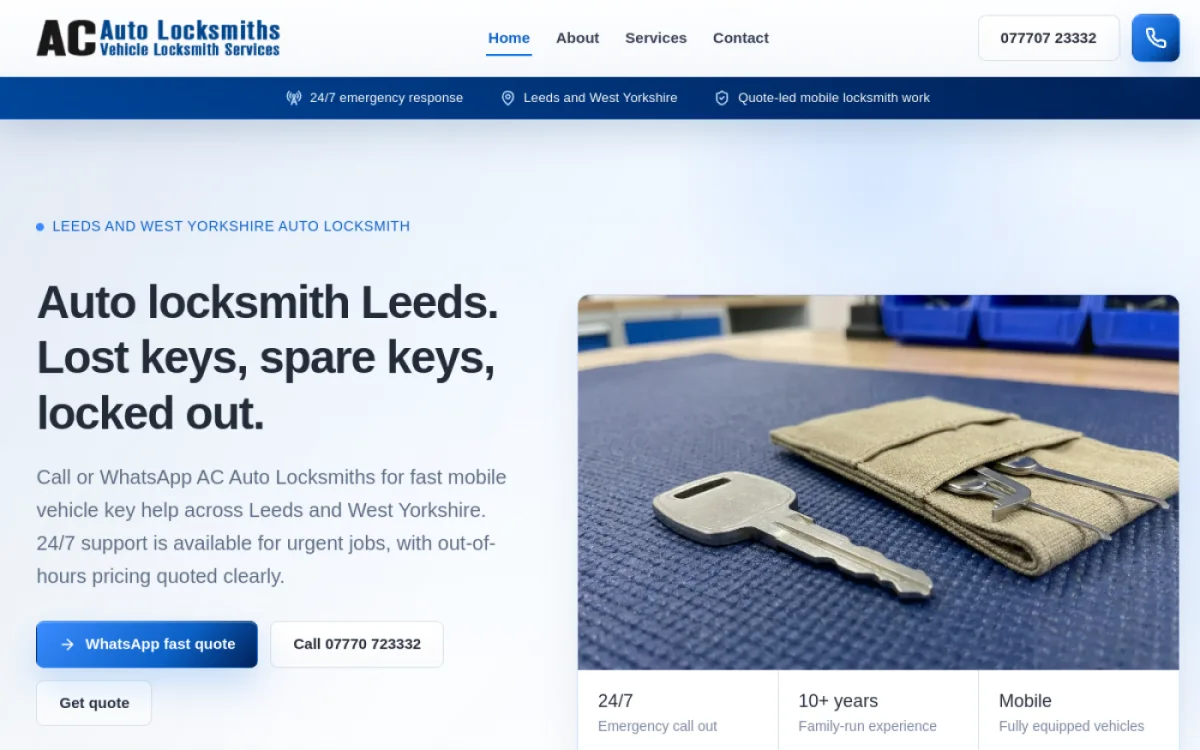 AC Auto Locksmiths website preview