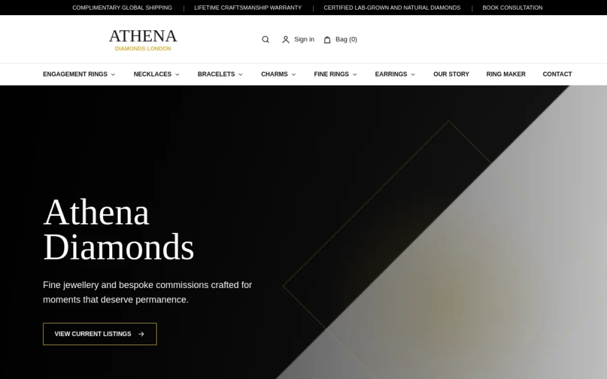 Athena Diamonds website preview