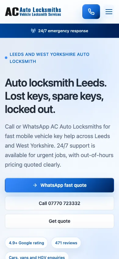 AC Auto Locksmiths mobile website