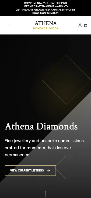 Athena Diamonds mobile website