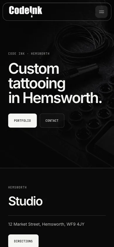 Code Ink mobile website
